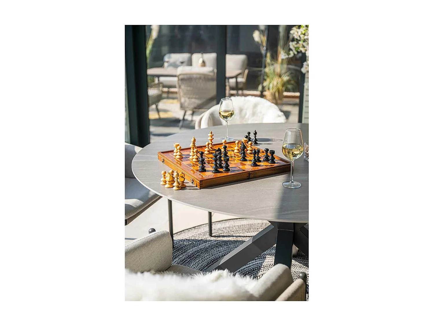 Ensemble de jardin Garden Impressions Delvin - Duuk - taupe - Ø150 cm - 6 pièces