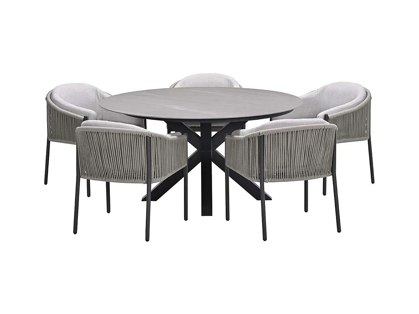 Ensemble de jardin Garden Impressions Delvin - Duuk - taupe - Ø150 cm - 6 pièces