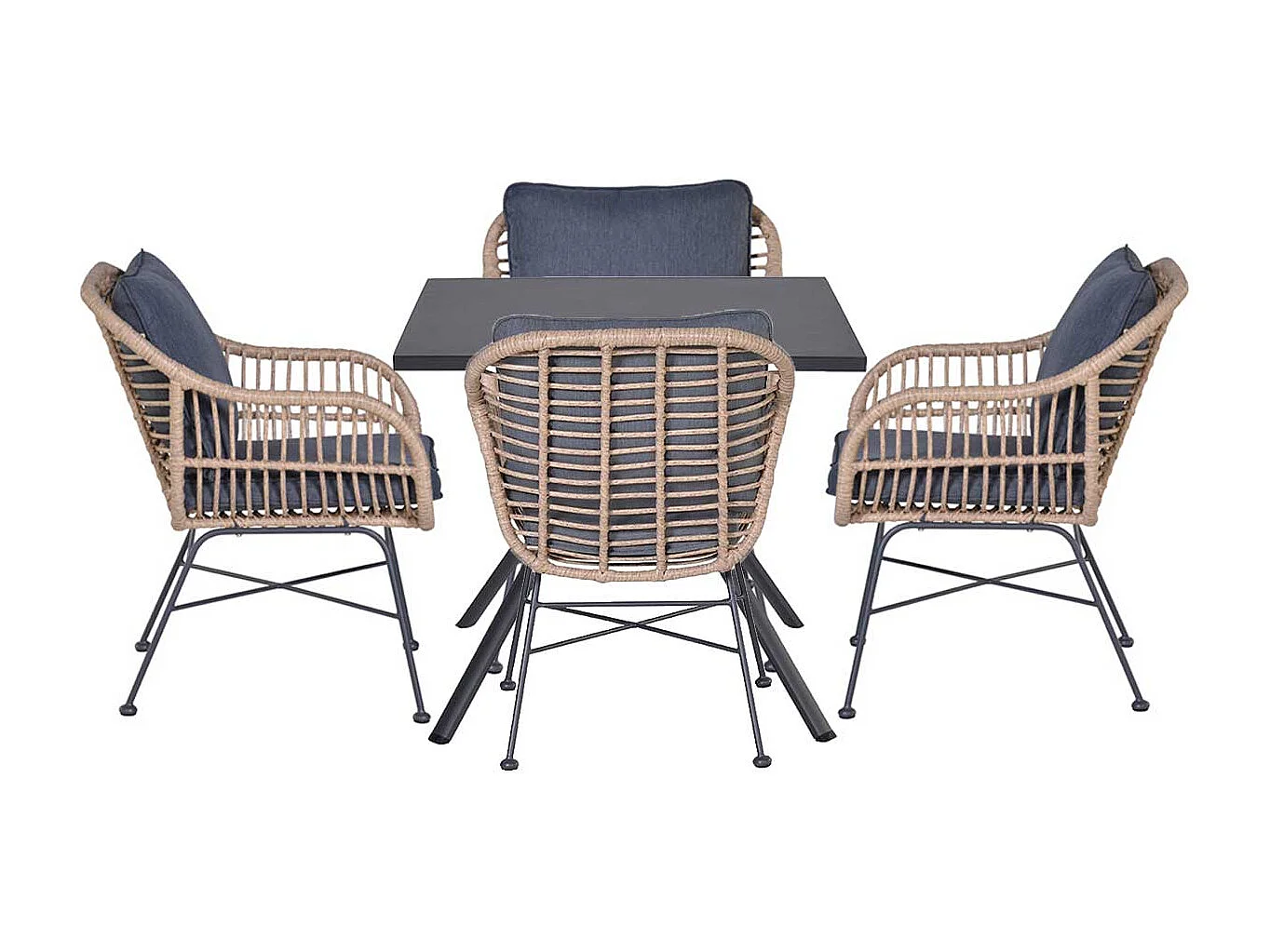 Ensemble de jardin 5-pièces Garden Impressoins brun - table de jardin Rimini 80x80 cm