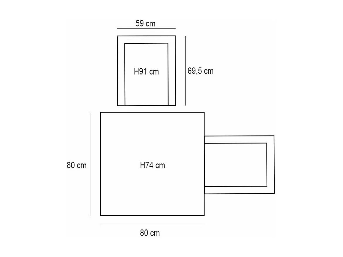 Ensemble de jardin 5-pièces Garden Impressoins brun - table de jardin Rimini 80x80 cm