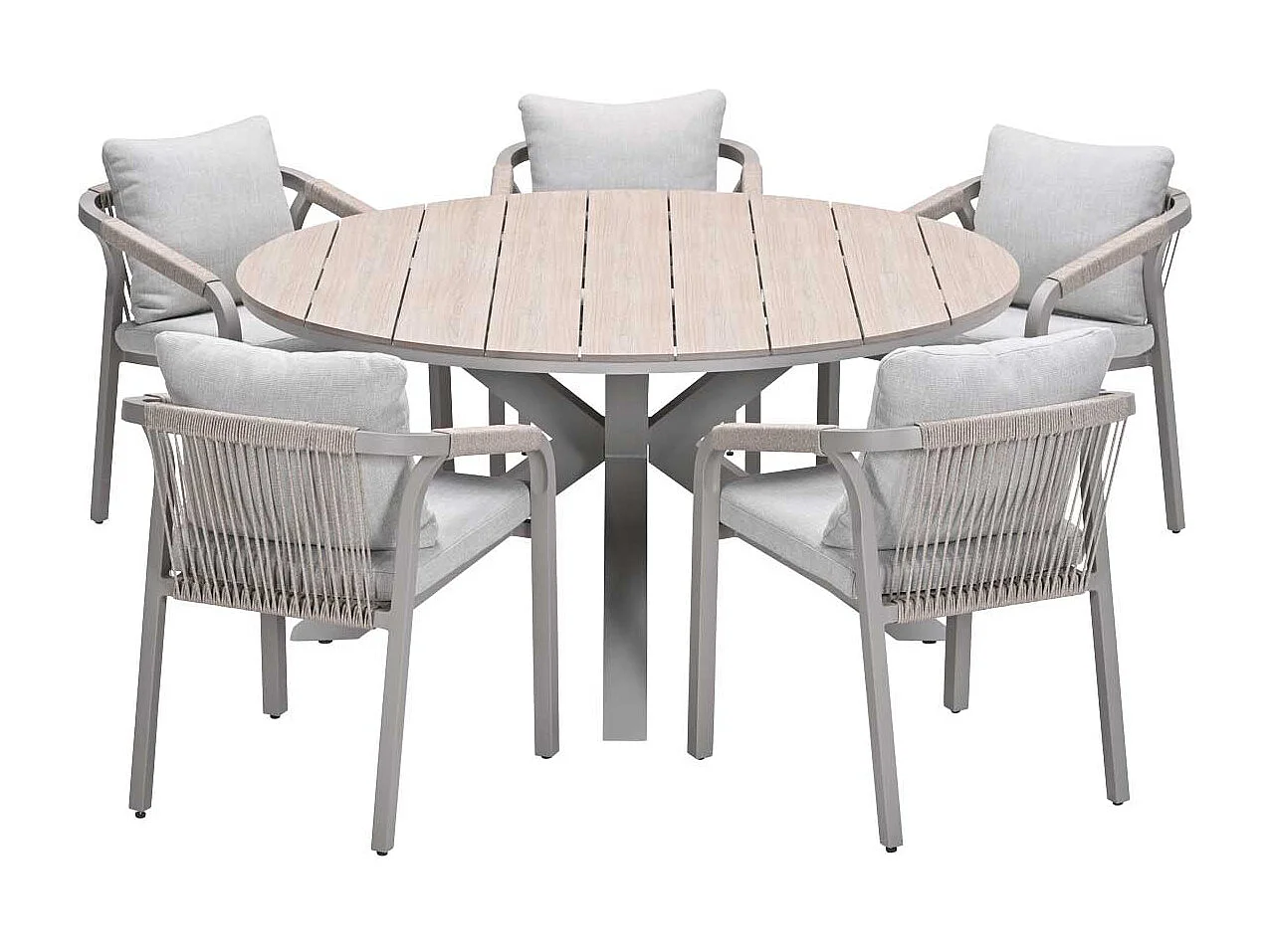 Garden Impressions Tarera tuinset 6-delig dakar sand - Tulli tuintafel Ø148x75 cm - light teak vironwood