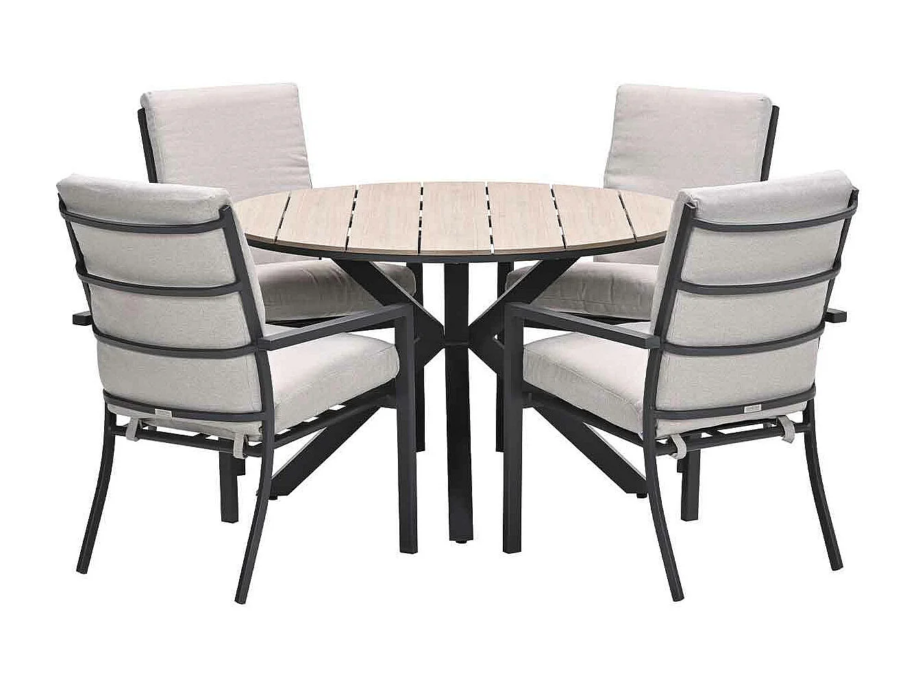 Garden Impressions Senja tuinset 5-delig desert sand - Tulli tuintafel Ø122x75 cm - light teak vironwood