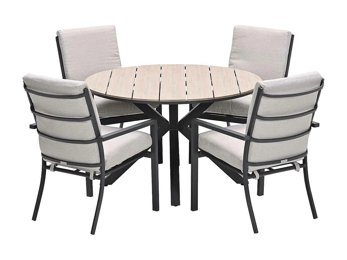 Garden Impressions Senja tuinset 5-delig desert sand - Tulli tuintafel Ø122x75 cm - light teak vironwood