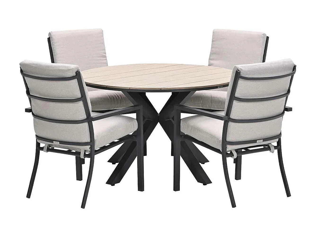 Garden Impressions Senja tuinset 5-delig desert sand - Tulli tuintafel Ø122x75 cm - light teak vironwood