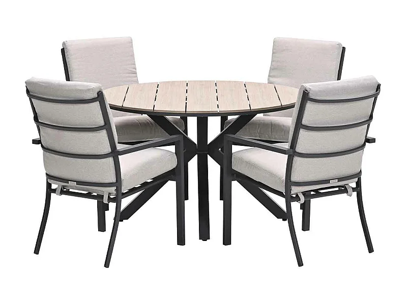 Garden Impressions Senja tuinset 5-delig desert sand - Tulli tuintafel Ø122x75 cm - light teak vironwood