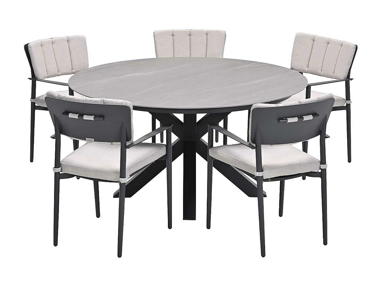 Ensemble de jardin Garden Impressions Dane - Duuk - gris foncé - Ø150 cm - 6 pièces