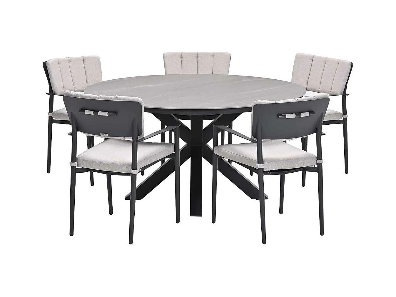 Ensemble de jardin Garden Impressions Dane - Duuk - gris foncé - Ø150 cm - 6 pièces