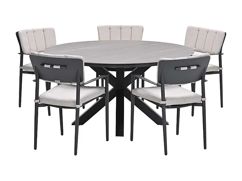 Ensemble de jardin Garden Impressions Dane - Duuk - gris foncé - Ø150 cm - 6 pièces