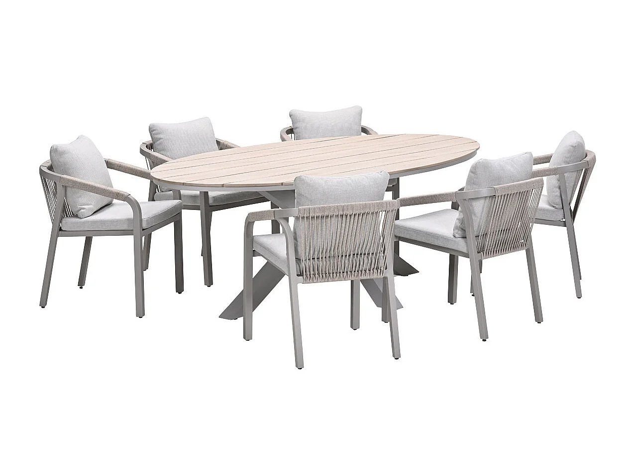 Garden Impressions Tarera tuinset 7-delig dakar sand - Tulli tuintafel 220x115 cm - light teak vironwood