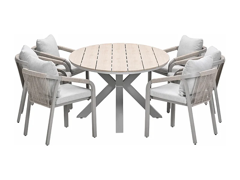Garden Impressions Tarera tuinset 7-delig dakar sand - Tulli tuintafel 220x115 cm - light teak vironwood