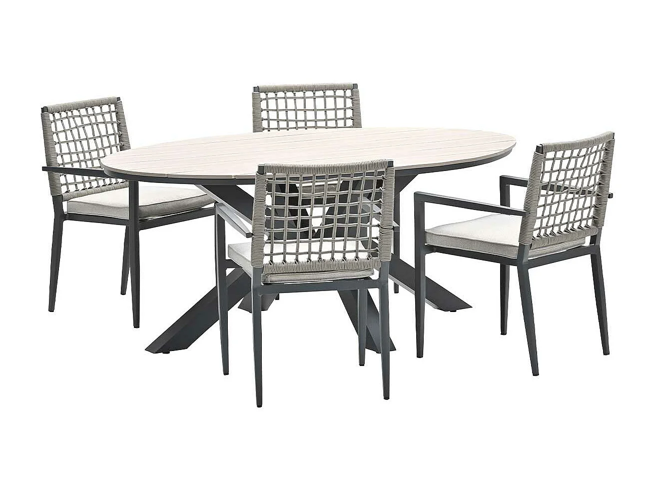 Garden Impressions Burela tuinset 5-delig - Tulli tuintafel 180x115xH75 cm