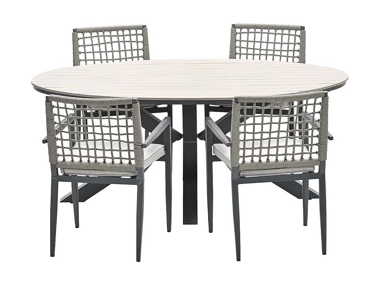 Salon de jardin Garden Impressions Burela 5 pièces - Table de jardin Tulli 180x115xH75 cm