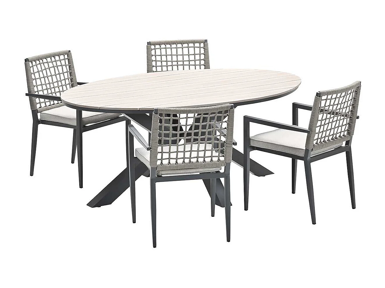 Salon de jardin Garden Impressions Burela 5 pièces - Table de jardin Tulli 180x115xH75 cm