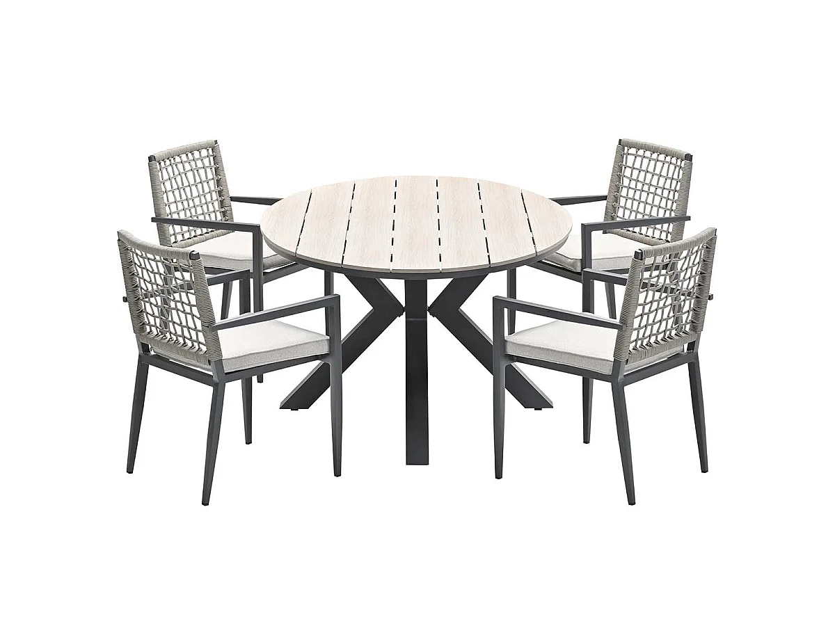 Salon de jardin Garden Impressions Burela 5 pièces - Table de jardin Tulli 180x115xH75 cm