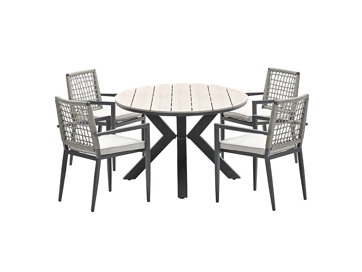 Salon de jardin Garden Impressions Burela 5 pièces - Table de jardin Tulli 180x115xH75 cm