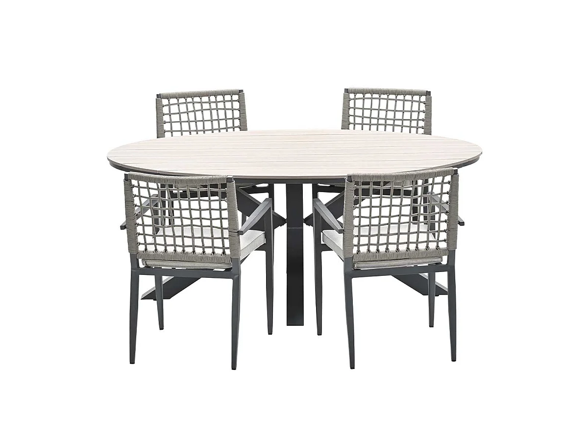 Salon de jardin Garden Impressions Burela 5 pièces - Table de jardin Tulli 180x115xH75 cm