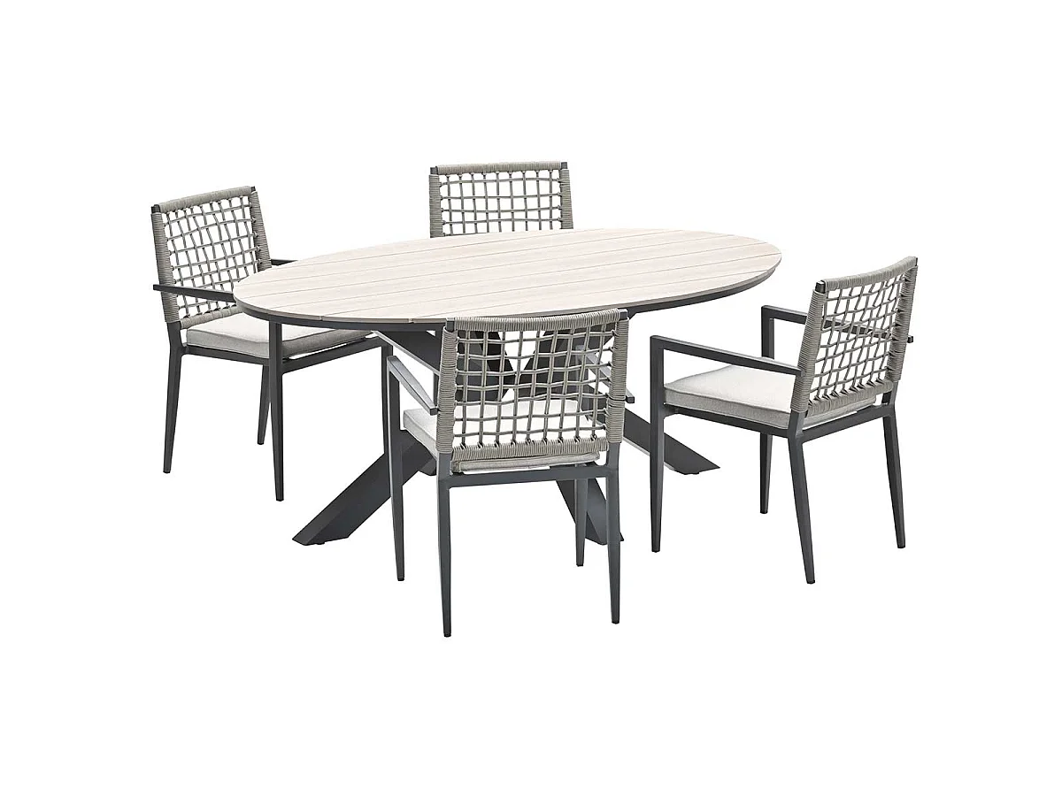 Salon de jardin Garden Impressions Burela 5 pièces - Table de jardin Tulli 180x115xH75 cm
