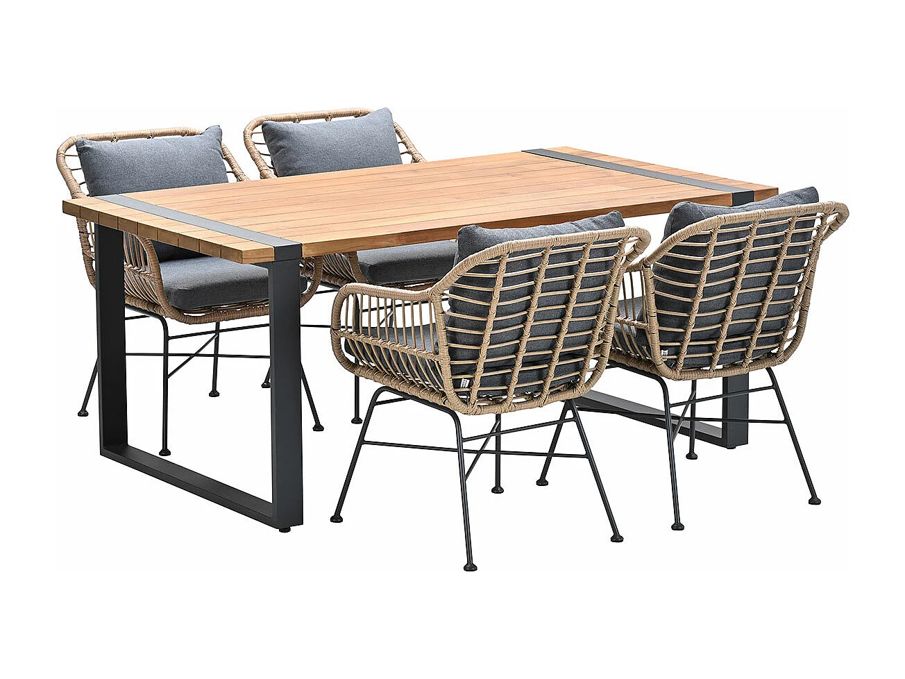 Garden Impressions Lucas tuinset 5-delig bruin - Alto tuintafel 180x100 cm