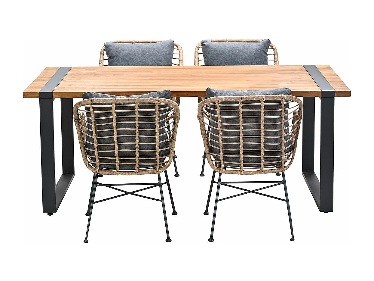 Garden Impressions Lucas tuinset 5-delig bruin - Alto tuintafel 180x100 cm