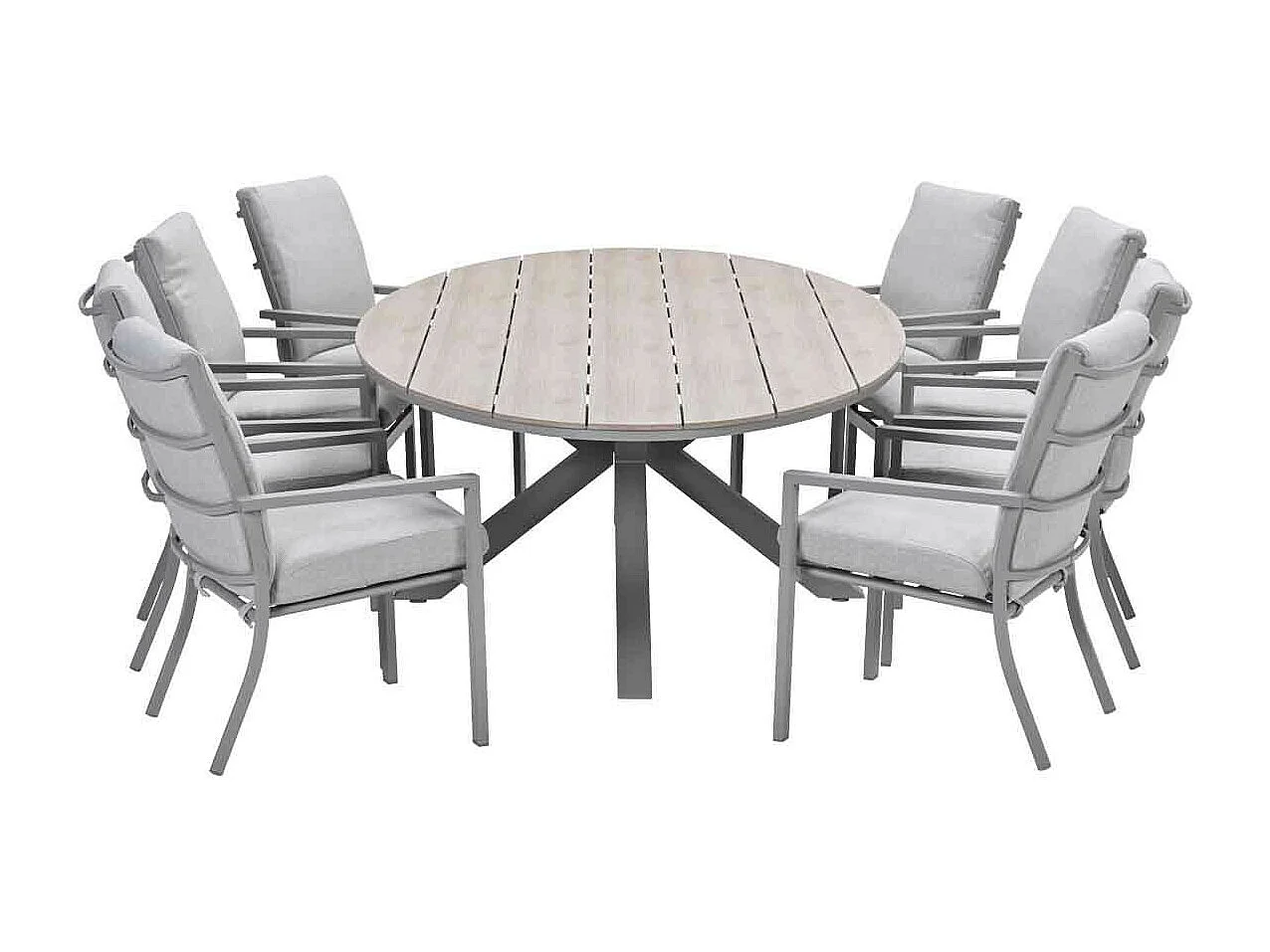 Garden Impressions Senja tuinset 9-delig valley sand - Tulli tuintafel 280x140 cm - light teak vironwood