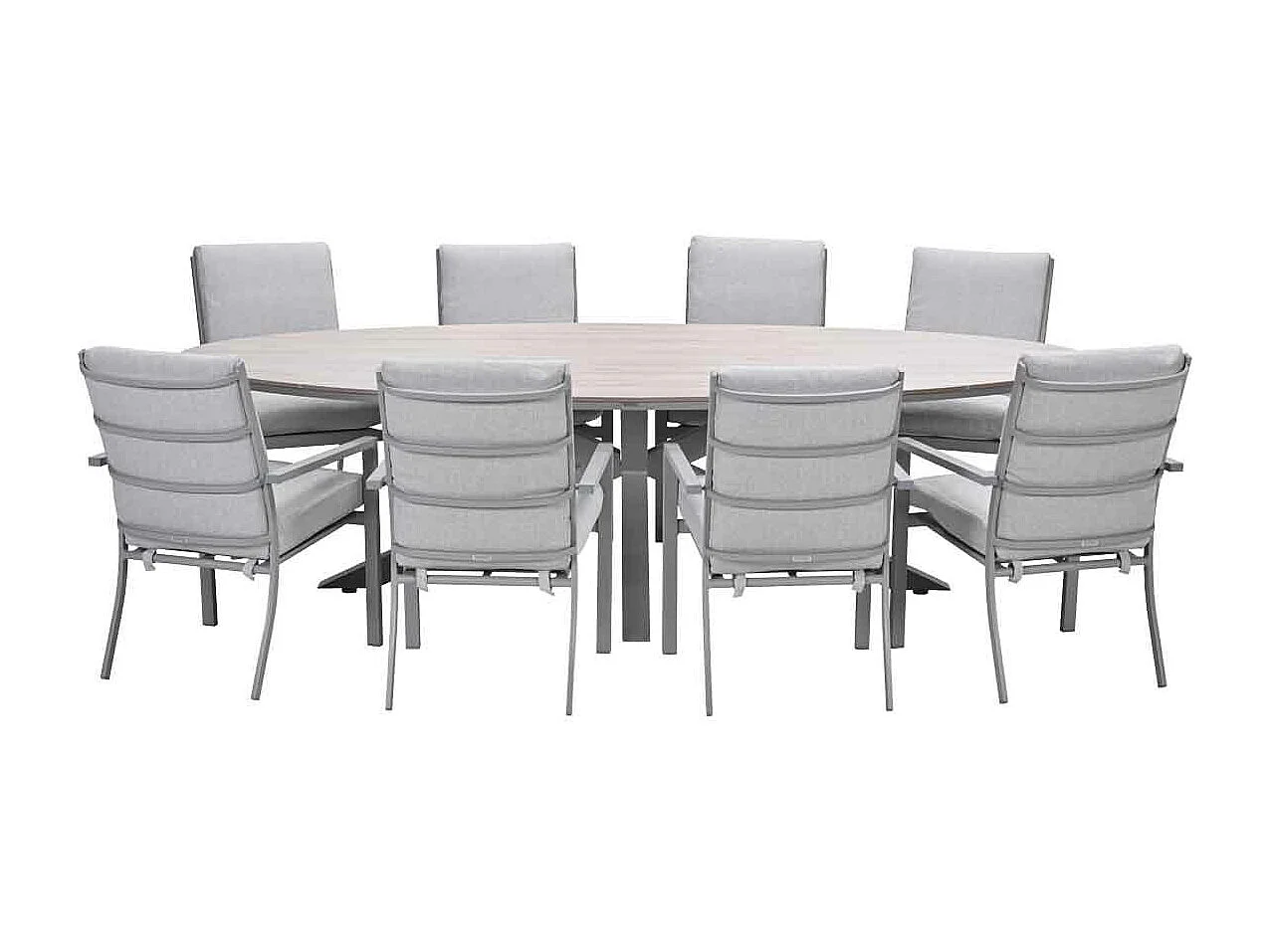 Garden Impressions Senja tuinset 9-delig valley sand - Tulli tuintafel 280x140 cm - light teak vironwood