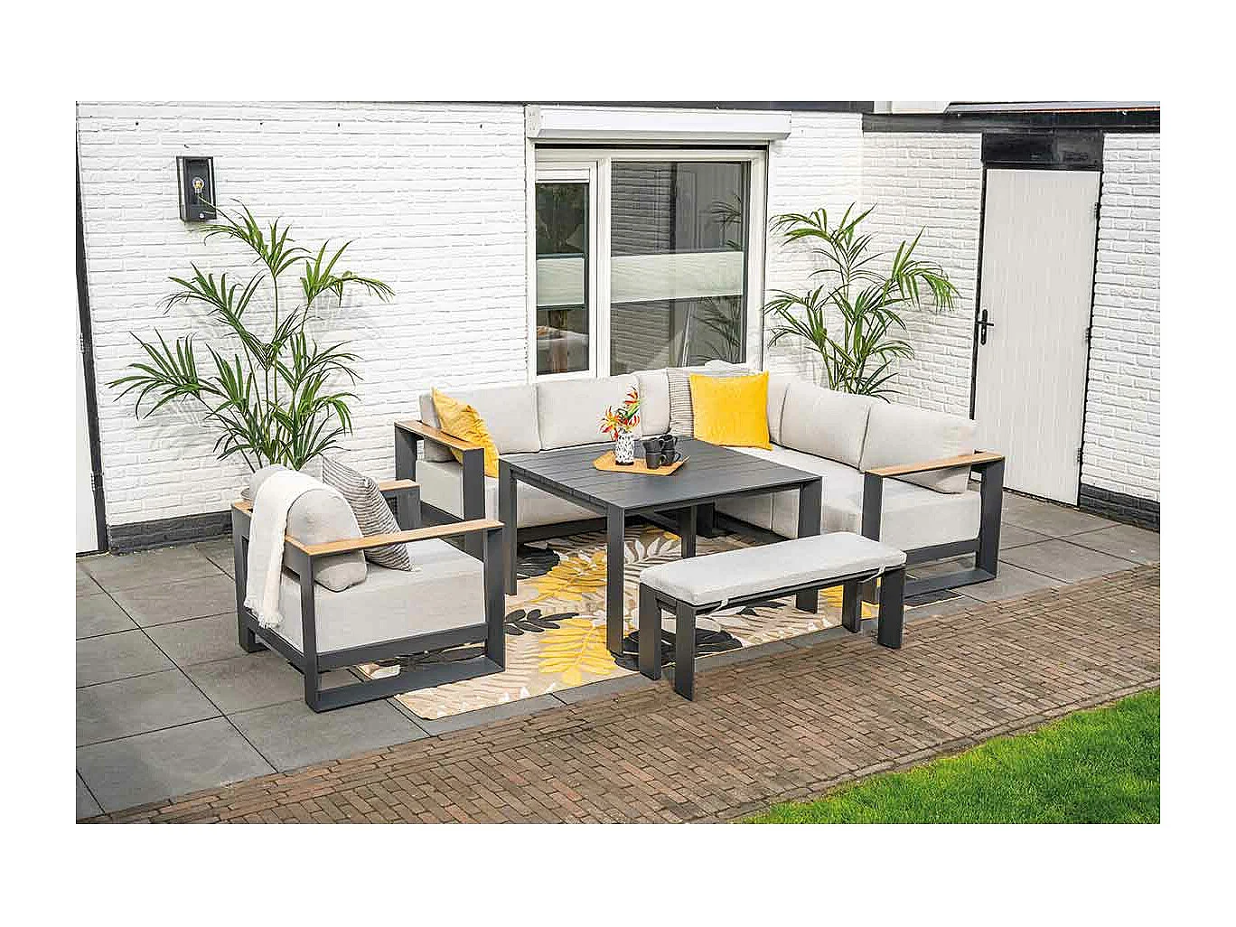 Canapé lounge Garden Impressions Malakka - aspect teck clair 3 pièces