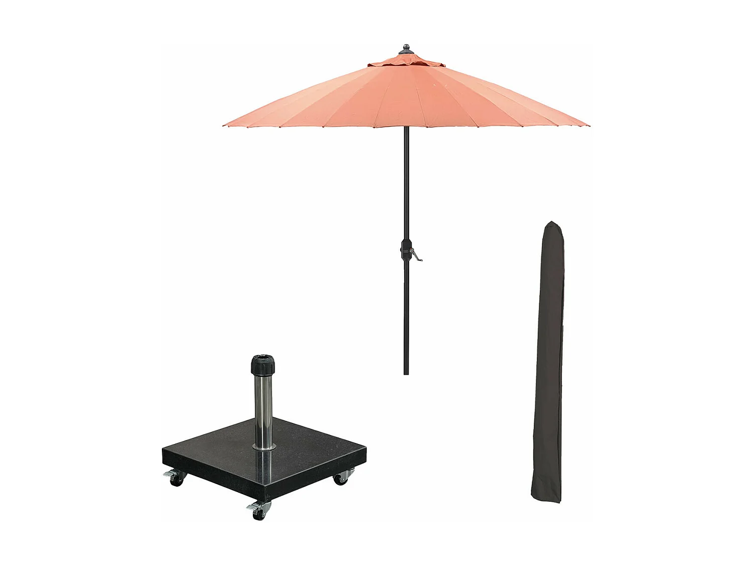 Parasol à bâton Garden Impressions Manille cuivre Ø250 cm - housse et 40 kg Eureka piet de parasol
