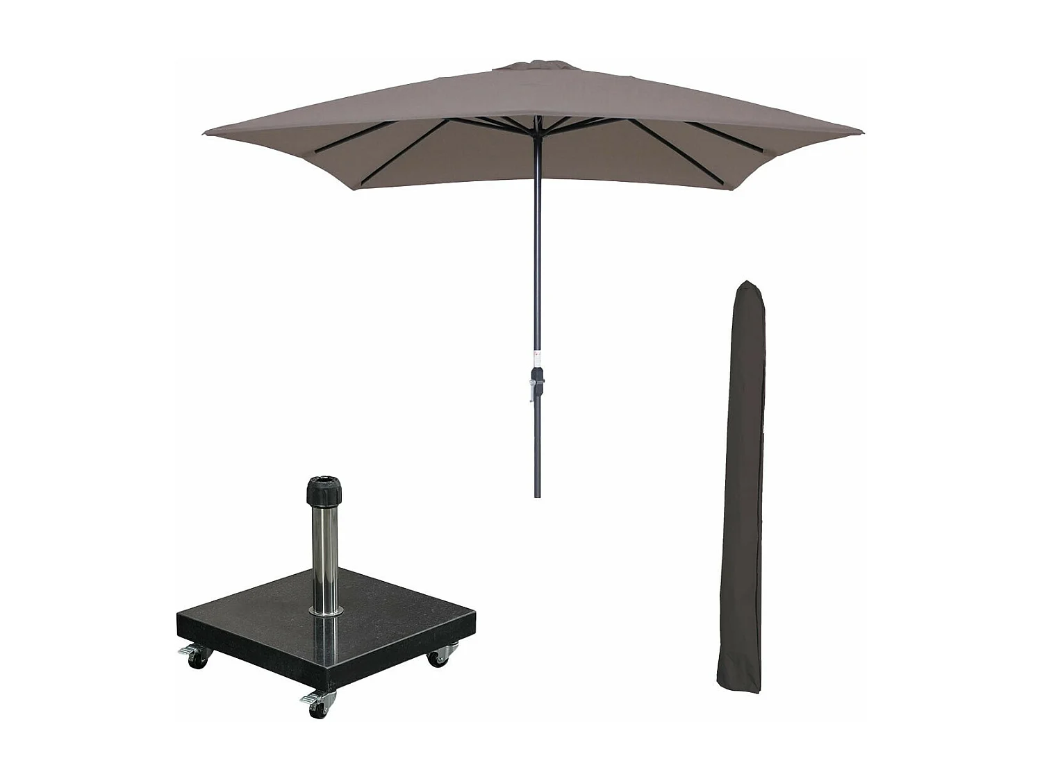 Parasol à bâton Garden Impressions Lotus taupe 250x250 cm - housse et 40 kg Eureka piet de parasol