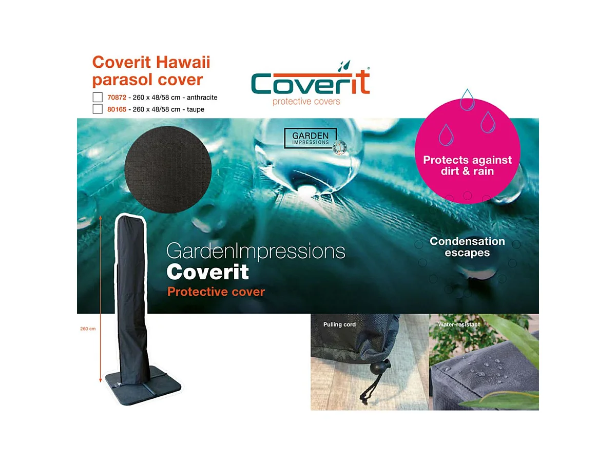 Parasol flottant Garden Impressions Hawaii S Gris foncé / noir 250x250 avec un pied 60kg et housse