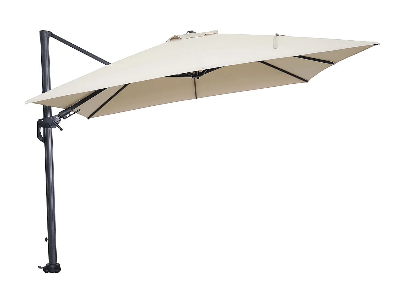 Garden Impressions Hawaii zweefparasol 300x300 cm carbon black / ecru met 90kg verrijdbare parasolvoet en parasolhoes