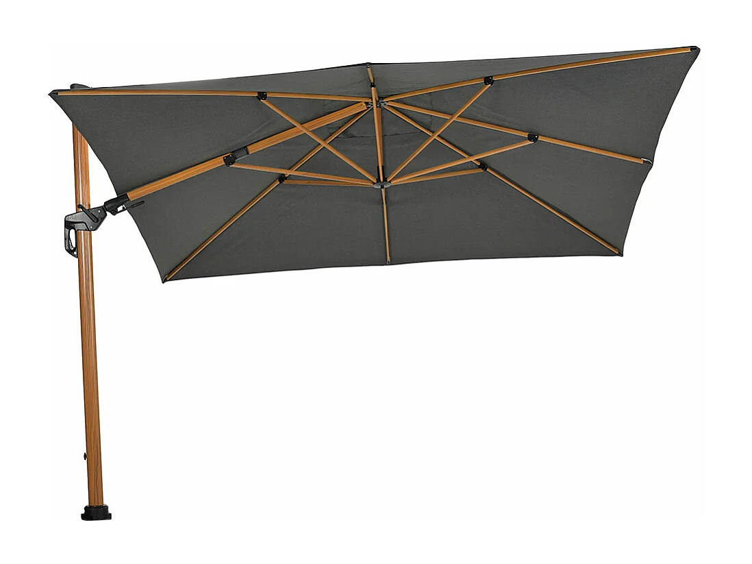 Garden Impressions Zweefparasol Hawaii Deluxe 300x300 - teak look / donker grijs