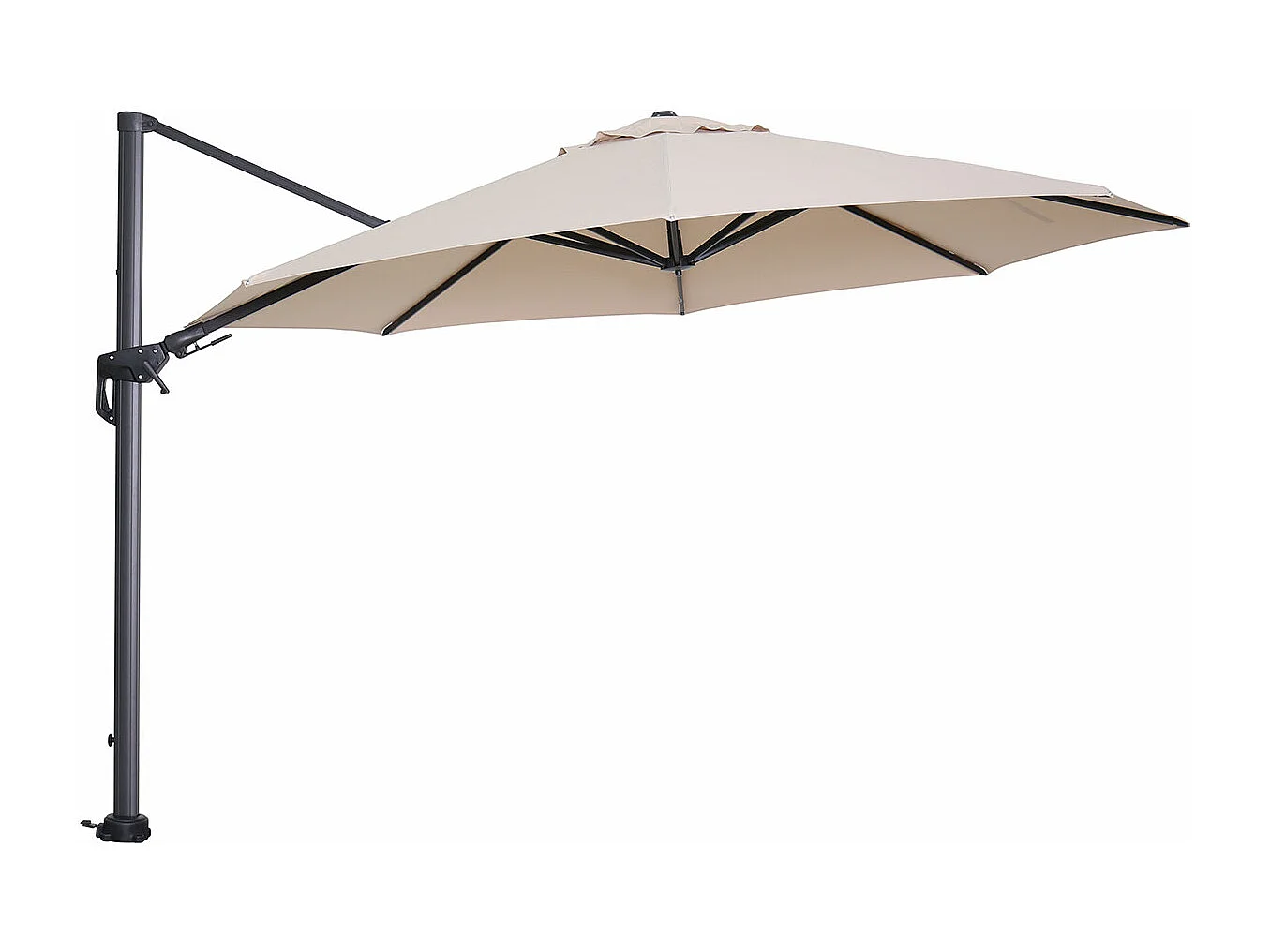 Garden Impressions Hawaii zweefparasol Ø350 cm carbon black / ecru met 90kg verrijdbare parasolvoet en parasolhoes