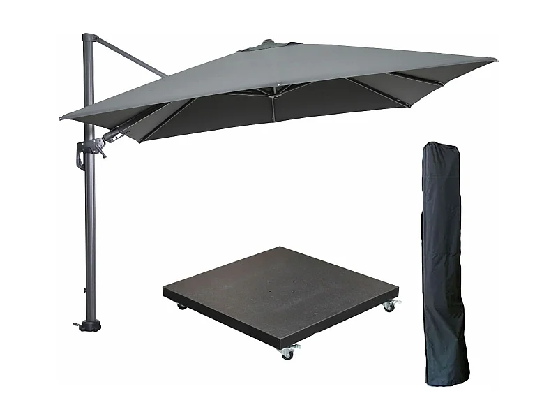 Parasol flottante Garden Impressions Hawai gris foncé Ø350 cm - housse et 90 kg piet de parasol