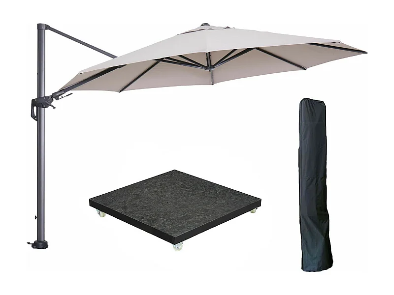 Parasol flottante Garden Impressions Hawai sable Ø350 cm - housse et 90 kg piet de parasol