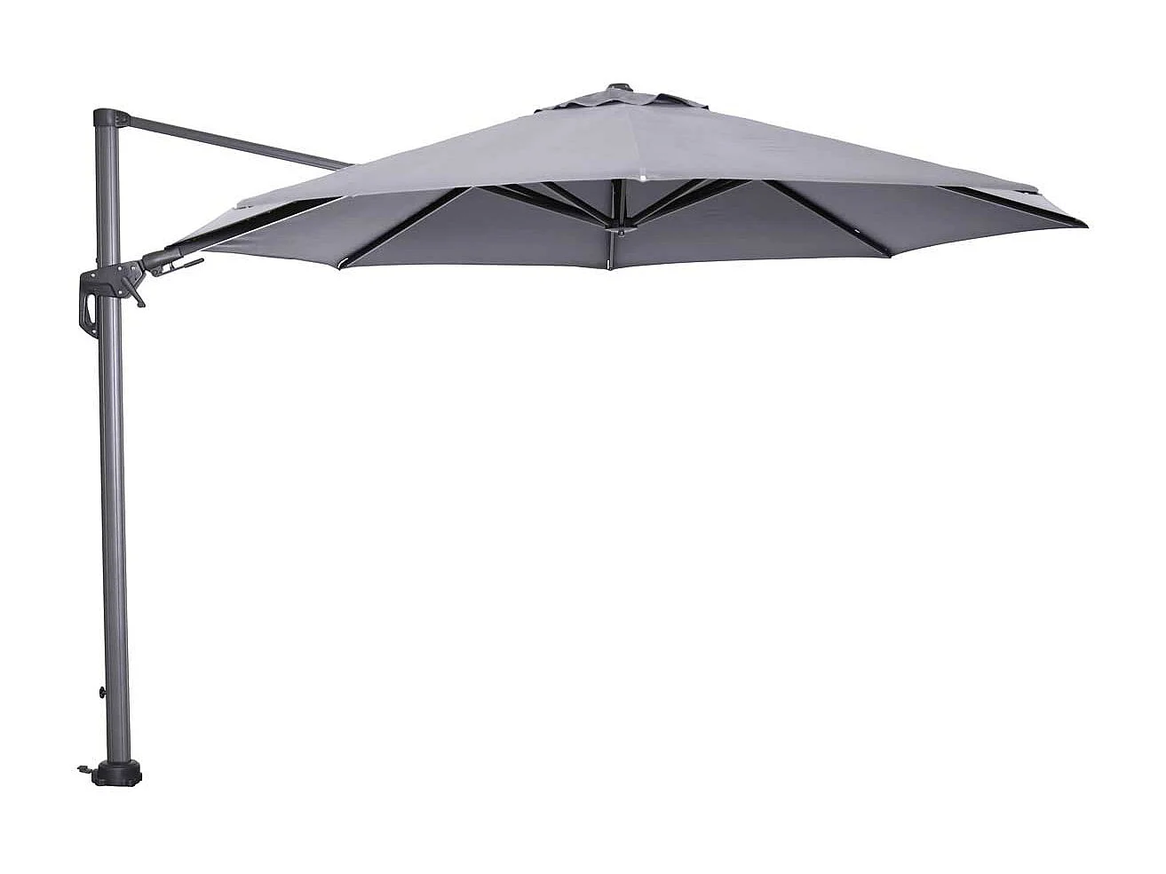 Garden Impressions Hawaii zweefparasol Ø350 cm carbon black / licht grijs met 90kg black polished parasolvoet en parasolhoes