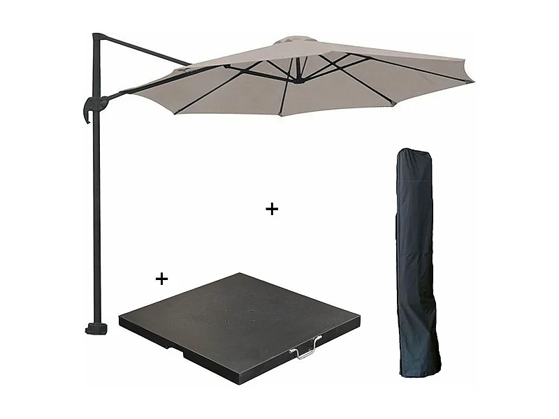 Parasol flottant Garden Impressions Hawaii sable Ø300 - housse et 80 kg piet de parasol