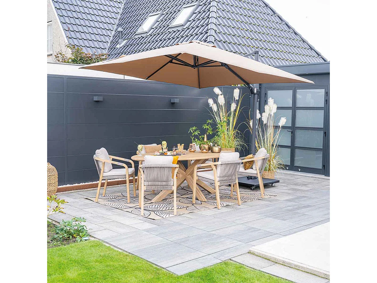 Garden Impressions Hawaii zweefparasol 300x300 cm - frame carbon black - doek taupe