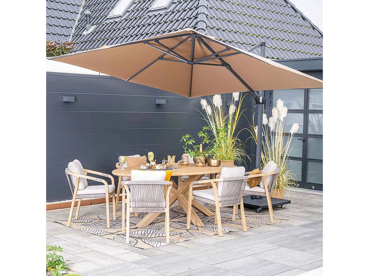 Garden Impressions Hawaii zweefparasol 300x300 cm - frame carbon black - doek taupe