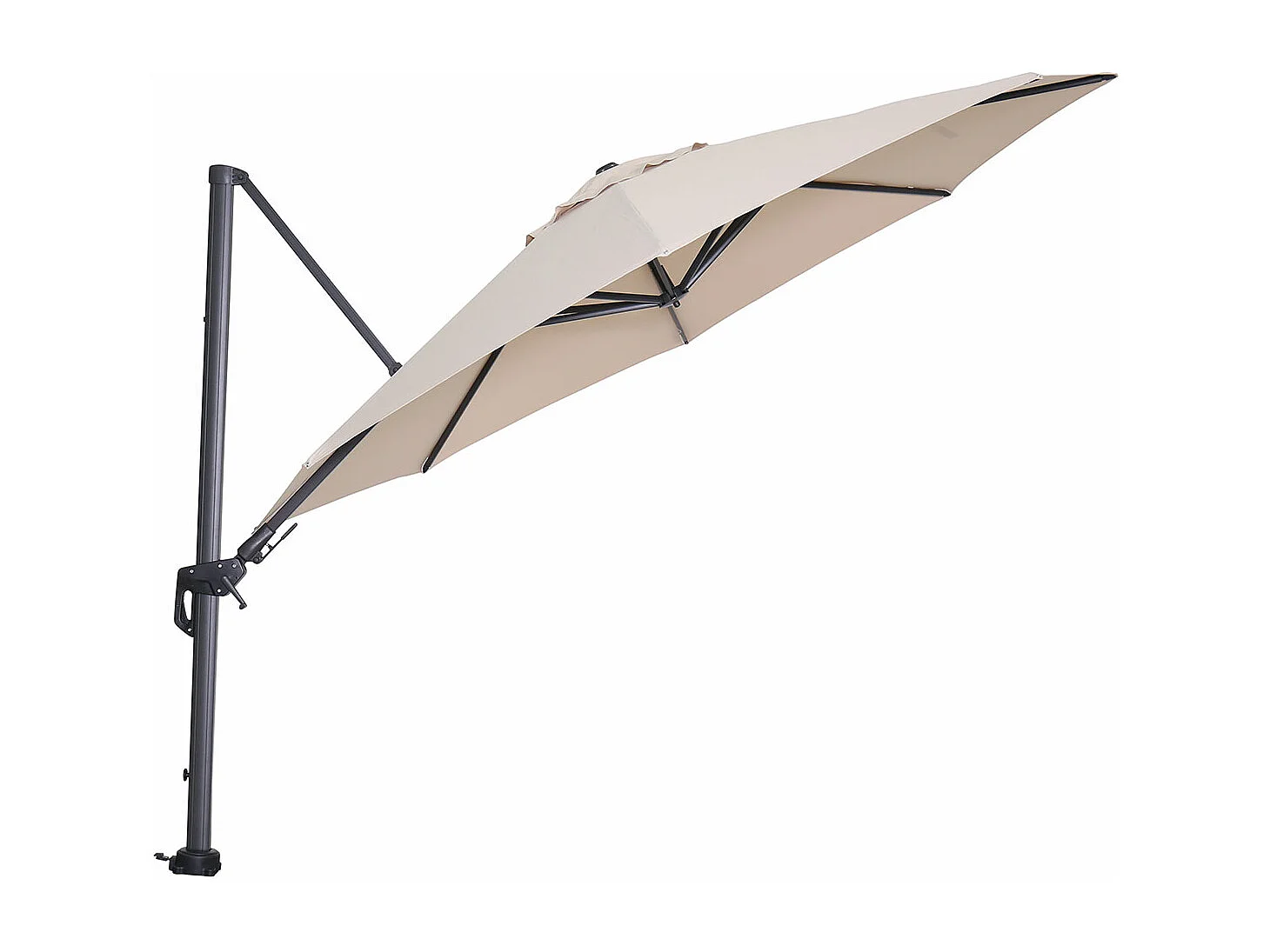 Parasol flottant Garden Impressions Hawaii cadre noir carbone tissu ecru Ø350 cm