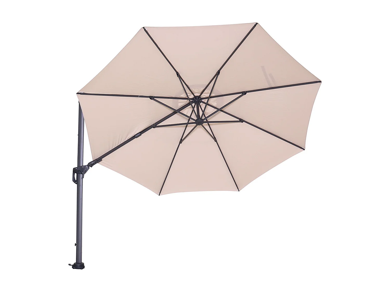 Parasol flottant Garden Impressions Hawaii cadre noir carbone tissu ecru Ø350 cm