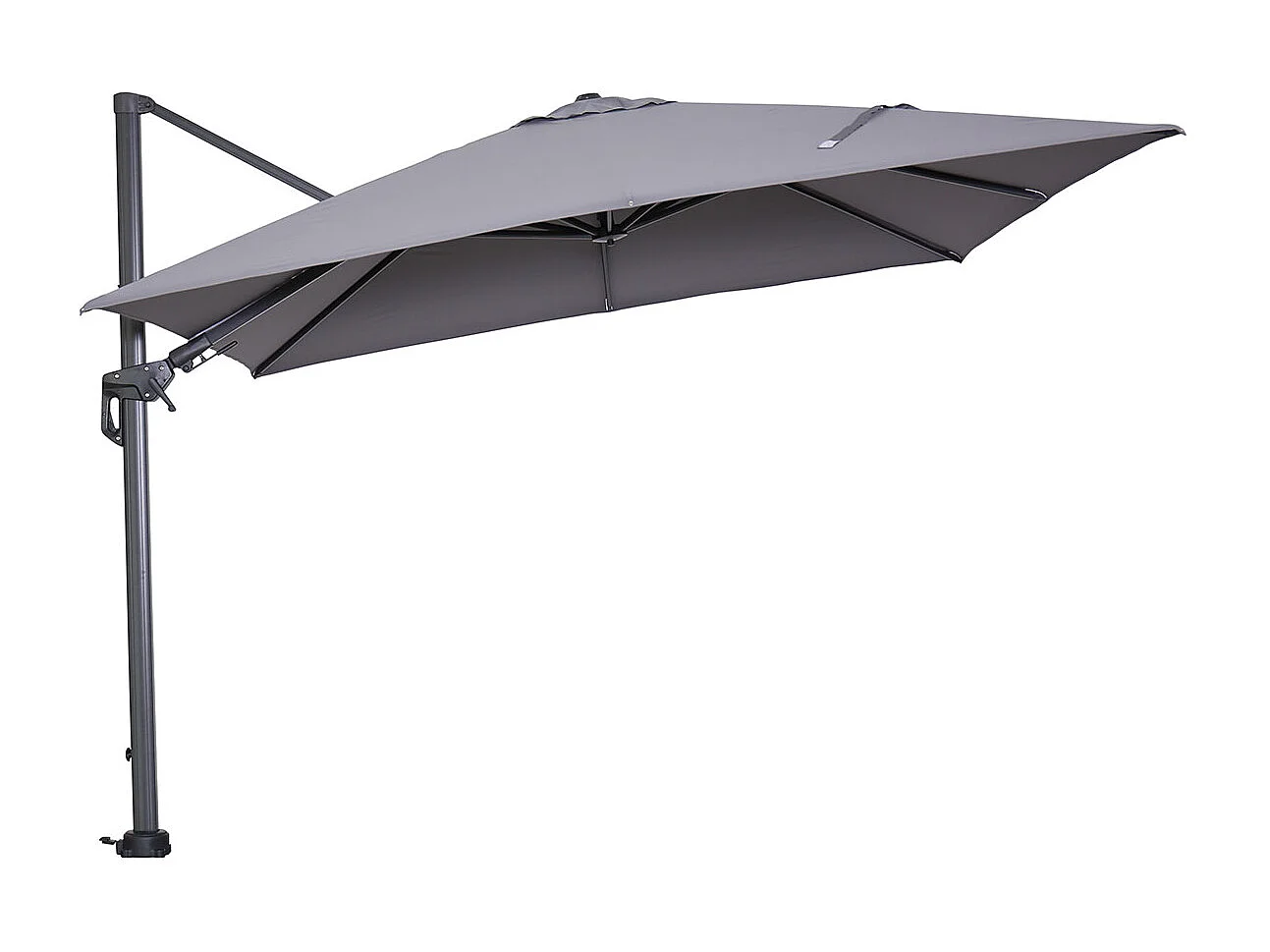 Garden Impressions Hawaii zweefparasol 300x300 cm carbon black / licht grijs met 90kg verrijdbare parasolvoet en parasolhoes