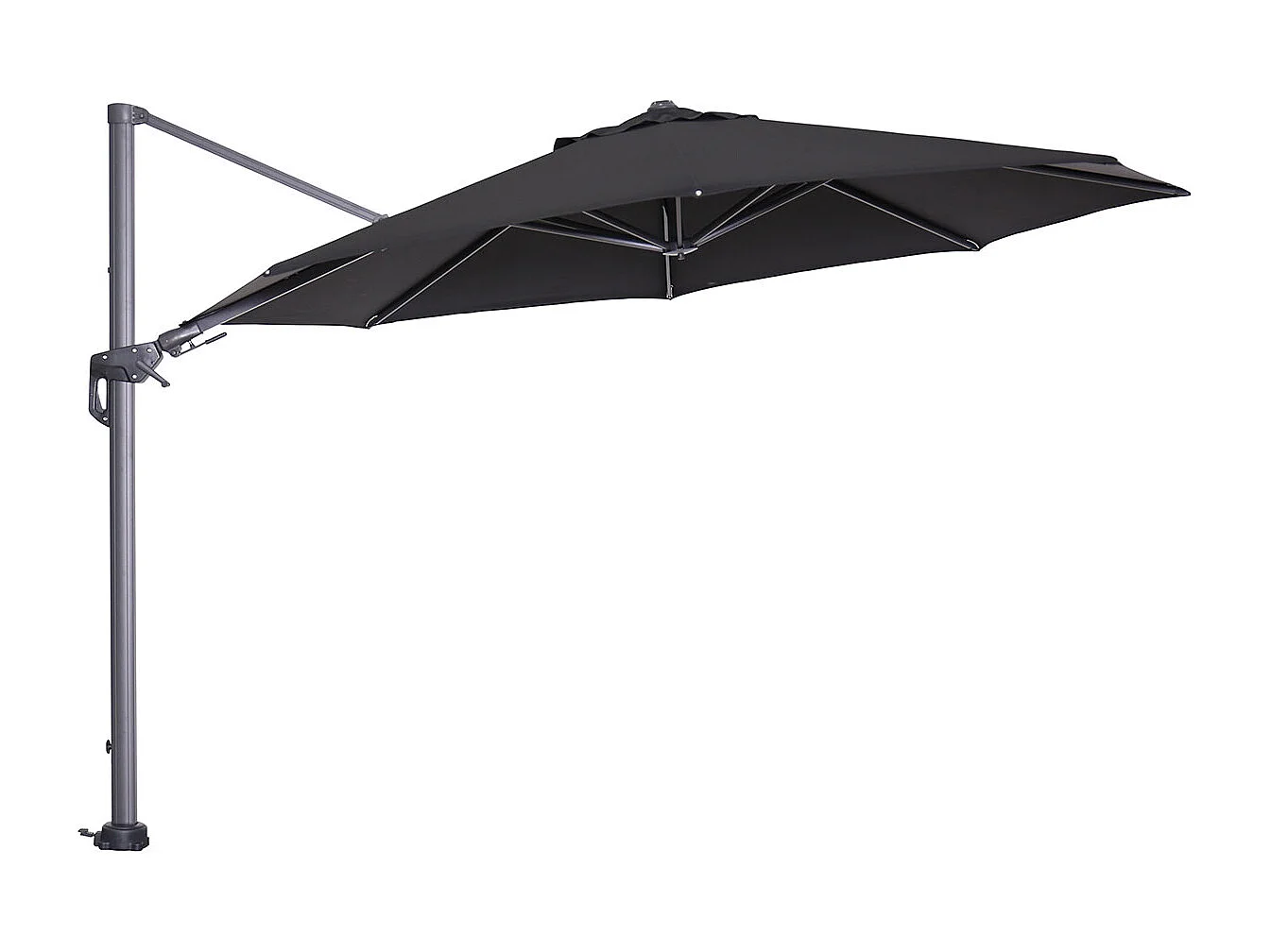Garden Impressions Hawaii zweefparasol Ø350 cm carbon black / zwart met 90kg verrijdbare parasolvoet en parasolhoes