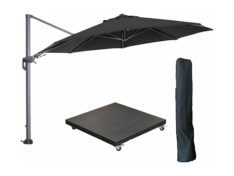 Parasol flottante Garden Impressions Hawai noir Ø350 cm - housse et 90 kg piet de parasol