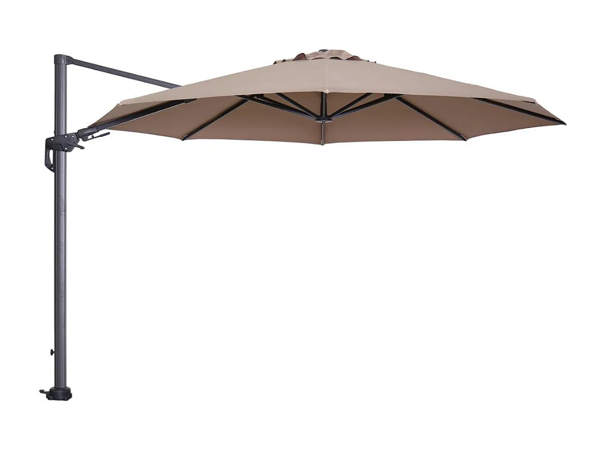 Parasol flottant Garden Impressions Hawaii cadre noir carbone tissu taupe Ø350 cm