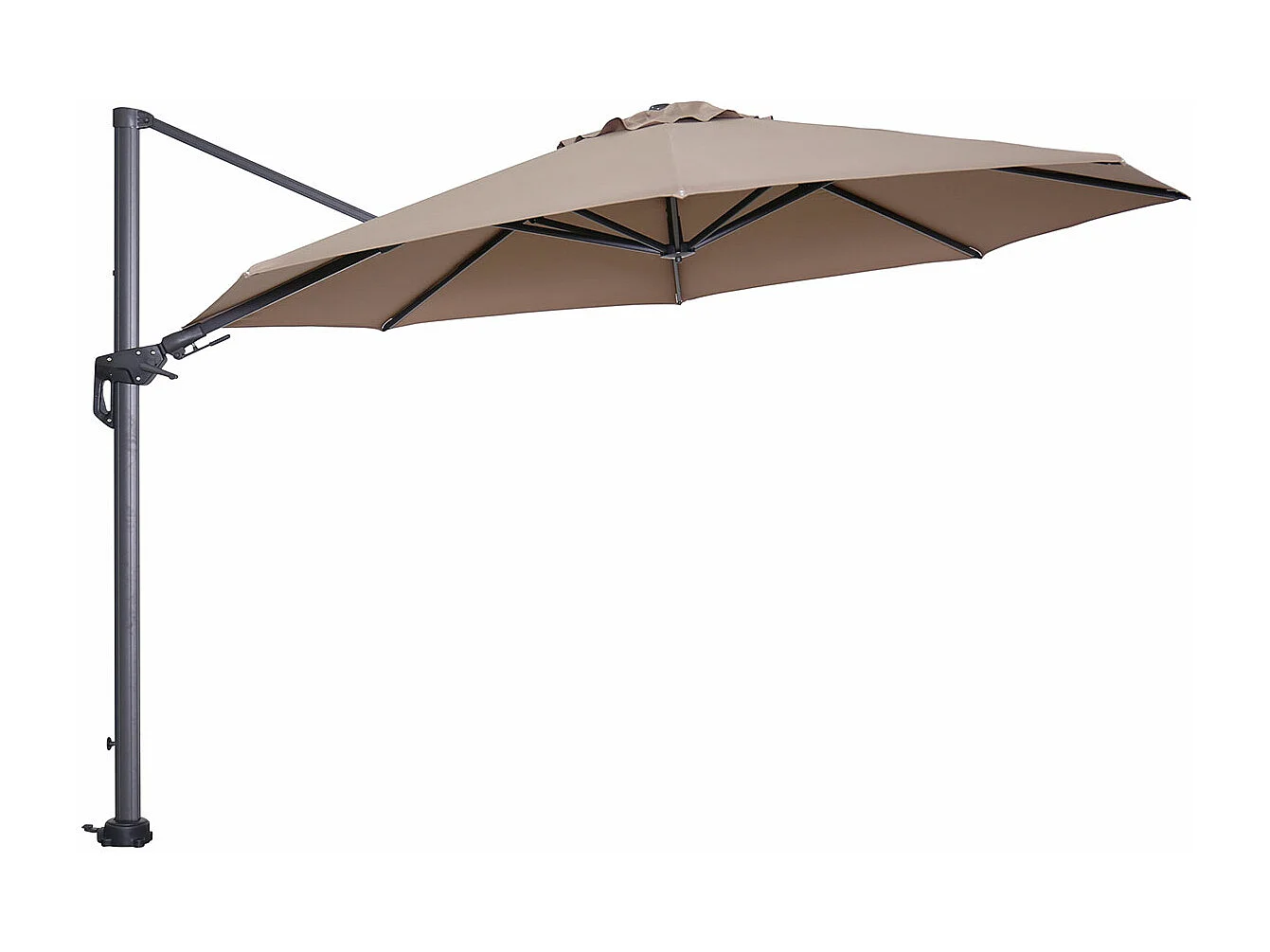 Parasol flottant Garden Impressions Hawaii cadre noir carbone tissu taupe Ø350 cm