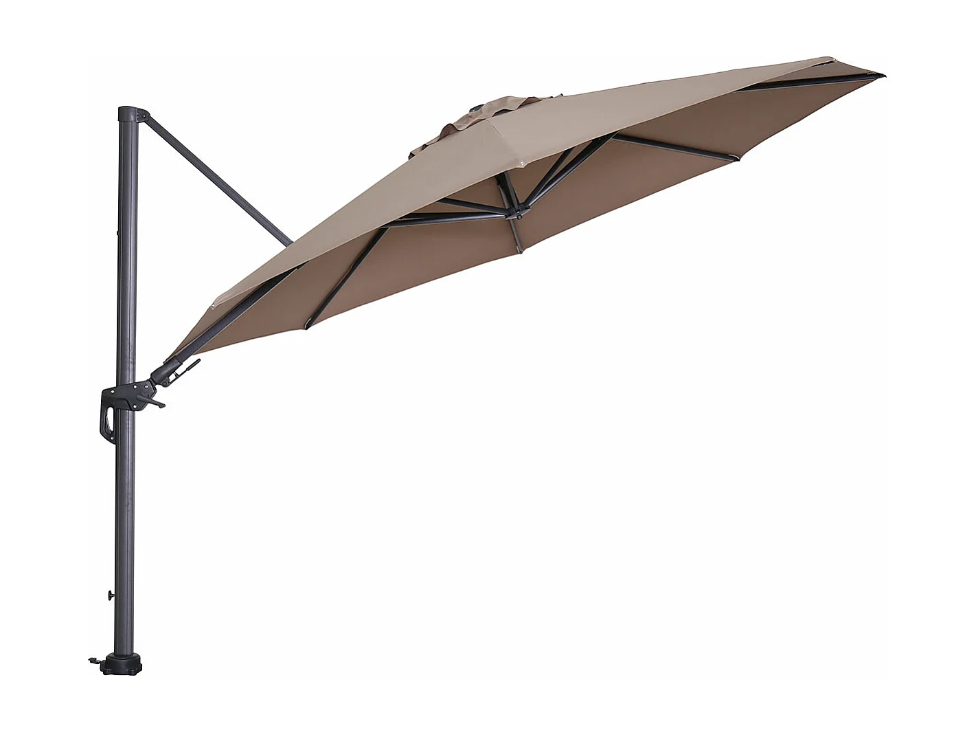 Parasol flottant Garden Impressions Hawaii cadre noir carbone tissu taupe Ø350 cm