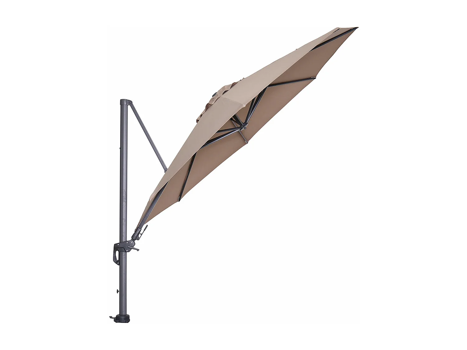 Parasol flottant Garden Impressions Hawaii cadre noir carbone tissu taupe Ø350 cm