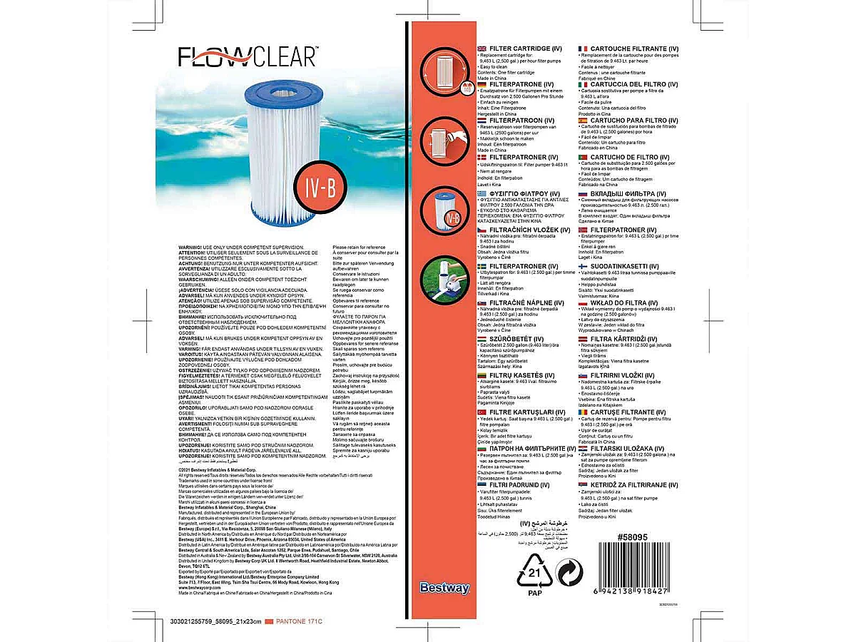 Filtre à cartouche Bestway type IV