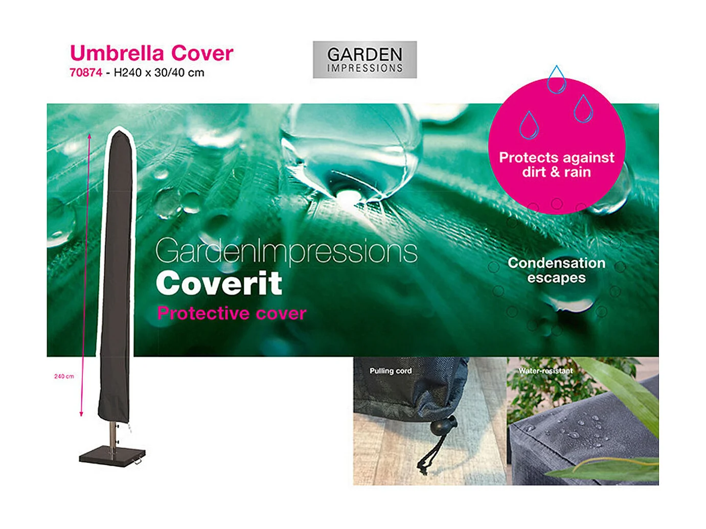 Housse de protection parasol Garden Impressions 240x30 cm
