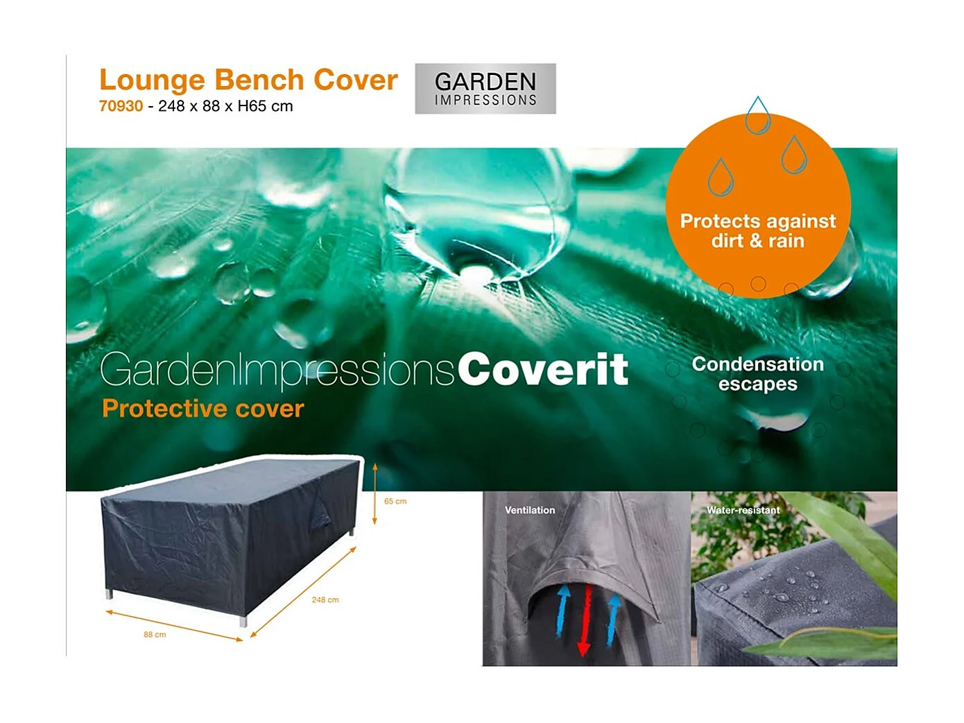 Garden Impressions Housse de protection canapé lounge 248x88xh65 cm